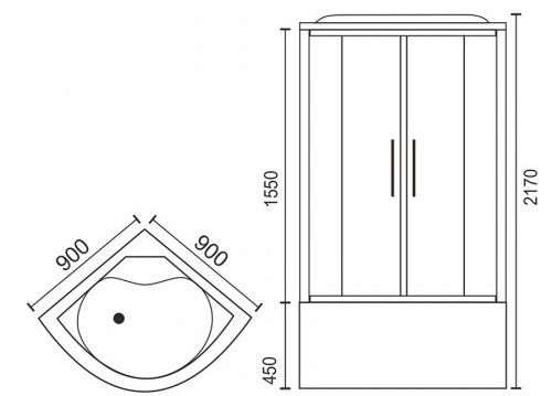Душевая кабина Royal Bath BK стекло чёрное/прозрачное 100x100см RB100BK3-BT