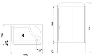 Душевая кабина Royal Bath BP правая стекло прозрачное 100x80см RB8100BP2-T-CH-R