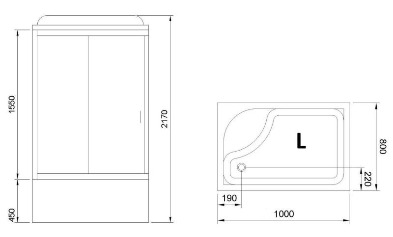 Душевая кабина Royal Bath BP левая стекло белое/прозрачное 100x80см RB8100BP3-WT-CH-L