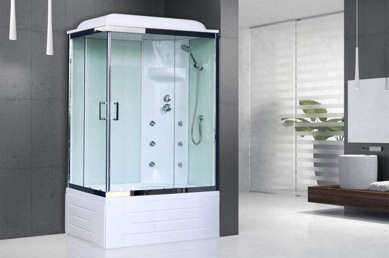 Душевая кабина Royal Bath BP правая стекло белое/прозрачное 100x80см RB8100BP3-WT-CH-R