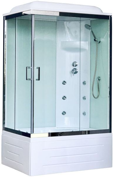 Душевая кабина Royal Bath BP правая стекло белое/прозрачное 100x80см RB8100BP3-WT-CH-R