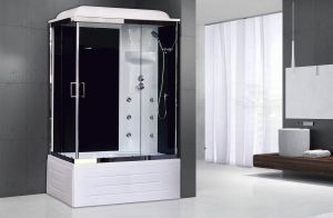 Душевая кабина Royal Bath BP правая стекло чёрное/прозрачное 100x80см RB8100BP3-BT-CH-R