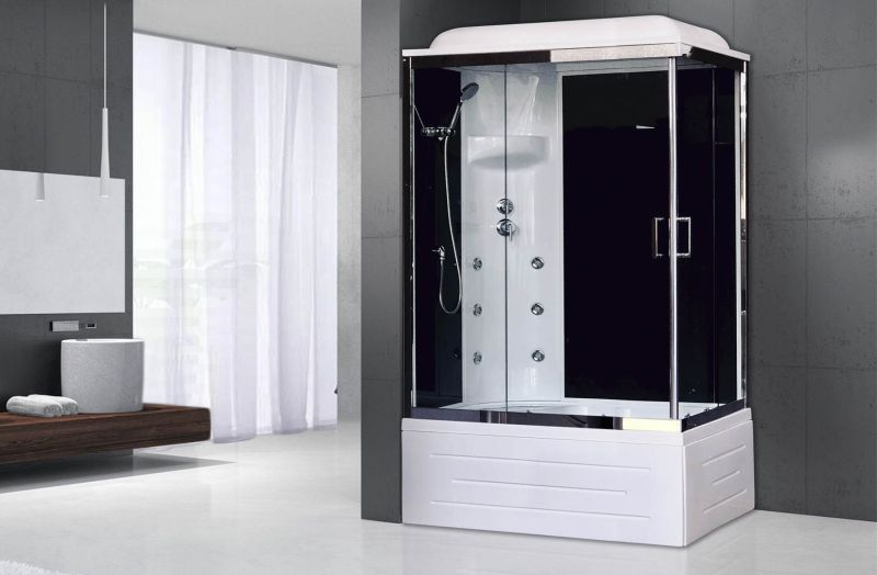 Душевая кабина Royal Bath BP левая стекло чёрное/прозрачное 100x80см RB8100BP3-BT-CH-L