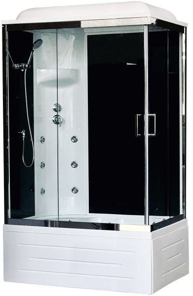 Душевая кабина Royal Bath BP левая стекло чёрное/прозрачное 100x80см RB8100BP3-BT-CH-L