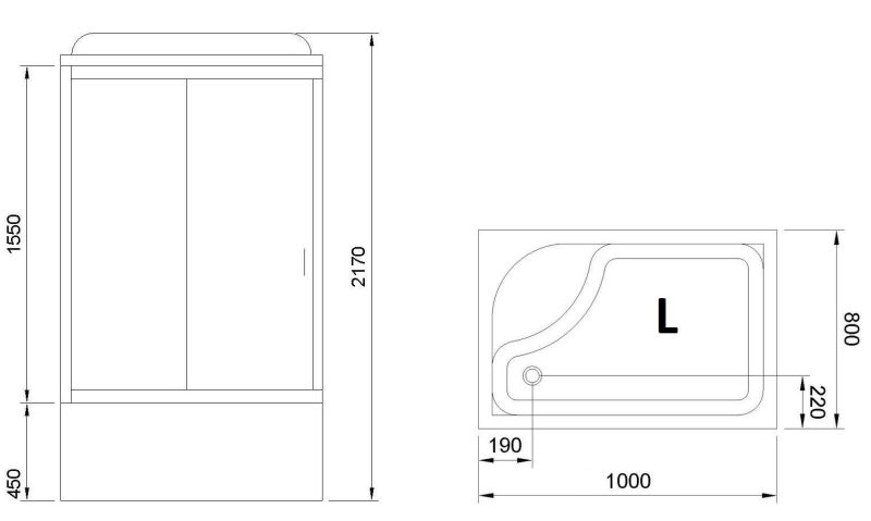 Душевая кабина Royal Bath BP левая стекло белое/матовое 100x80см RB8100BP3-WC-CH-L