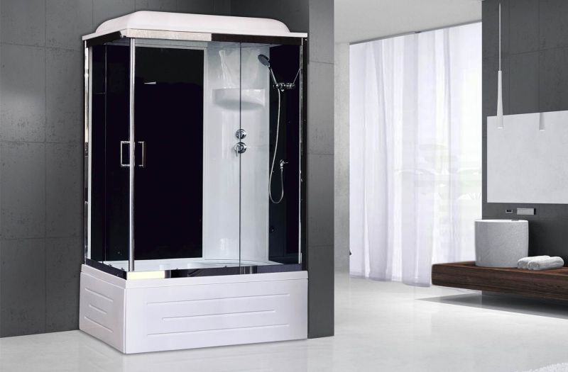 Душевая кабина Royal Bath BP правая стекло чёрное/прозрачное 100x80см RB8100BP6-BT-CH-R