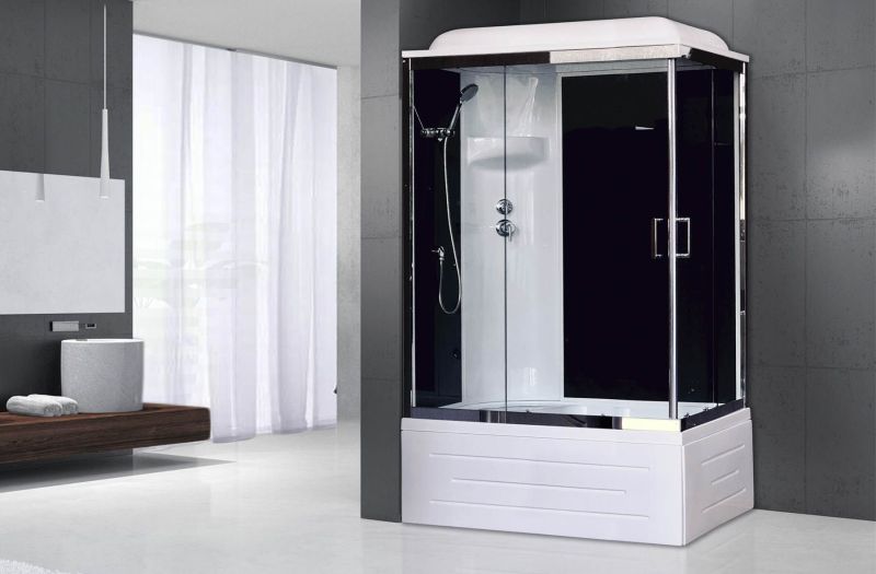 Душевая кабина Royal Bath BP левая стекло чёрное/прозрачное 100x80см RB8100BP6-BT-CH-L