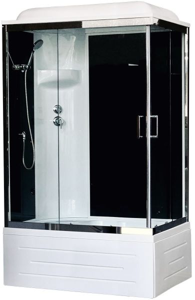Душевая кабина Royal Bath BP левая стекло чёрное/прозрачное 100x80см RB8100BP6-BT-CH-L