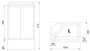 Душевая кабина Royal Bath BP левая стекло чёрное/прозрачное 100x80см RB8100BP6-BT-CH-L