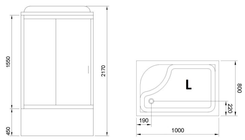 Душевая кабина Royal Bath BP левая стекло чёрное/прозрачное 100x80см RB8100BP6-BT-CH-L