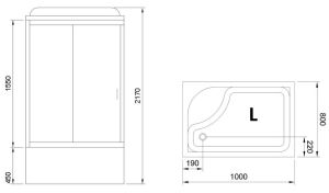 Душевая кабина Royal Bath BP левая стекло белое/матовое 100x80см RB8100BP5-WC-CH-L