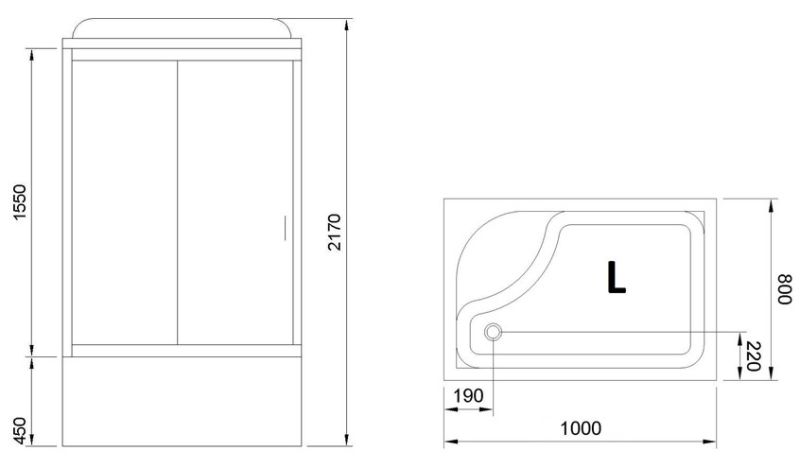 Душевая кабина Royal Bath BP левая стекло белое/матовое 100x80см RB8100BP5-WC-CH-L
