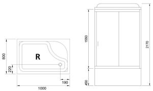 Душевая кабина Royal Bath BP правая стекло белое/матовое 100x80см RB8100BP5-WC-CH-R