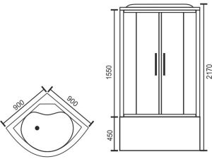 Душевая кабина Royal Bath NRW стекло прозрачное 90x90см RB90NRW-T-CH-P