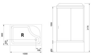 Душевая кабина Royal Bath BP правая стекло чёрное/прозрачное 100x80см RB8100BP5-BT-CH-R