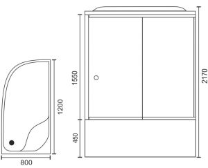 Душевая кабина Royal Bath BK правая стекло прозрачное 120x80см RB8120BK2-T-CH-R-EL