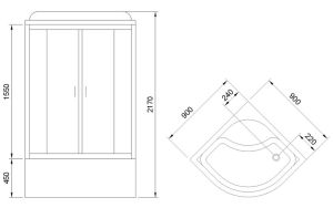Душевая кабина Royal Bath BK стекло матовое 90x90см RB90BK2-M-CH-EL
