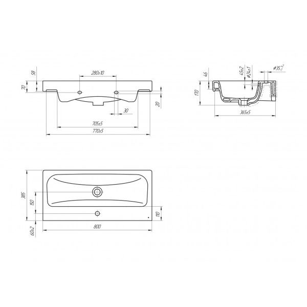 Раковина Cersanit MODUO 80 SLIM S-UM-MOD80SL/1