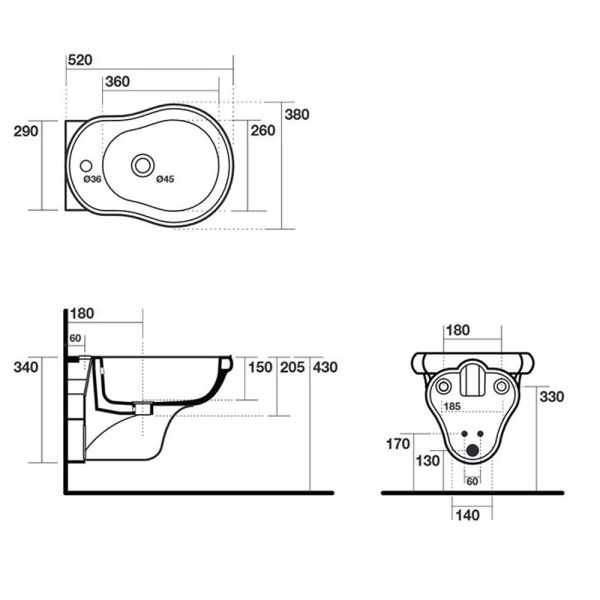 Биде подвесное Kerasan Retro 102604*1 черное