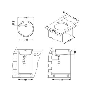 Кухонная мойка Alveus 1008987 Form 10 Nat-60 FI 45x45