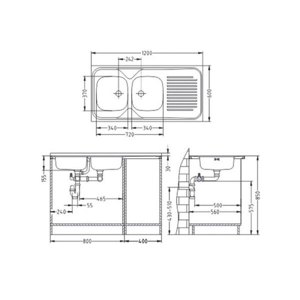 Кухонная мойка Alveus 1008990 Classic 100 Lei-60 120x60 левая