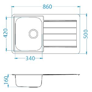 Кухонная мойка Alveus 1065579 Line 20 Lei-90 86x50