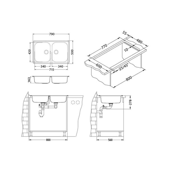 Кухонная мойка Alveus 1065687 Line 90 Nat-60 79x50