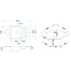 Кухонная мойка Alveus 1085940 Line 40 Lei-90 98.5x50