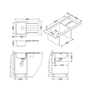 Кухонная мойка Alveus 1085954 Line Maxim 20 Sat-90 FS 86.5x50.5