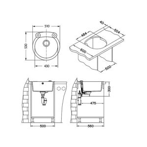 Кухонная мойка Alveus 1090969 Roll 10 Granital Carbon-G91 51x53