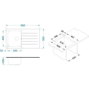 Кухонная мойка Alveus 1099450 Glassix 10 черная 86x50