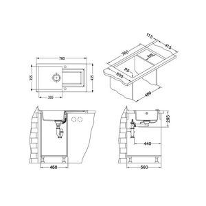 Кухонная мойка Alveus 1090978 Falcon 30 Granital Beige-G55 78x43.5