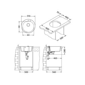 Кухонная мойка Alveus 1076856 Niagara 10 Granital Carbon-G91 50.5x50.5