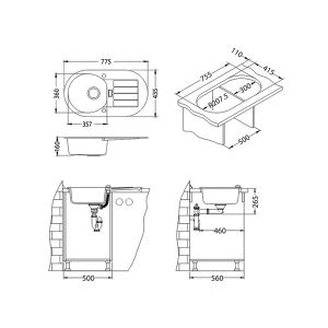 Кухонная мойка Alveus 1076860 Niagara 40 Granital Carbon-G91 78x43.5
