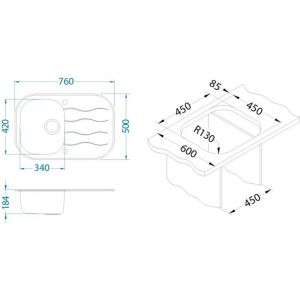 Кухонная мойка Alveus 1102728 Wave 20 черная 76x50