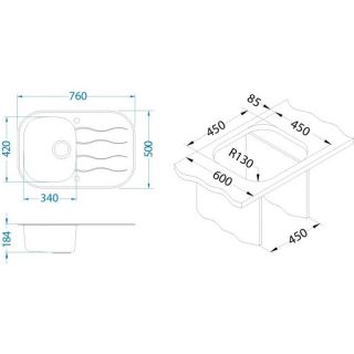 Кухонная мойка Alveus 1102728 Wave 20 черная 76x50