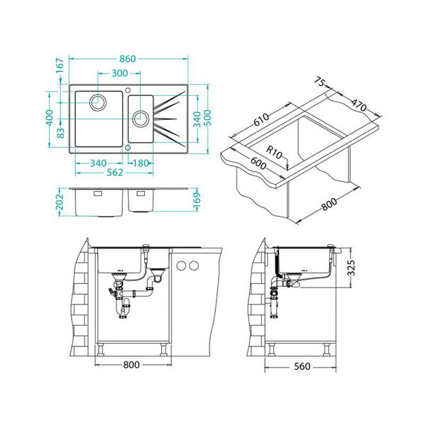 Кухонная мойка Alveus 1102773 Karat 20 белая 86x50 левая