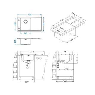 Кухонная мойка Alveus Stricto 1124361 10 KMB 90 FI 79x47.2 правая