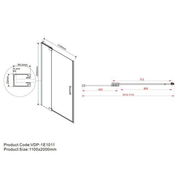 Душевая дверь Vincea Extra VDP-1E1011CLB 100/110 см
