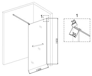 Душевая перегородка Niagara NG-641-12GOLD 120см золото/прозрачное