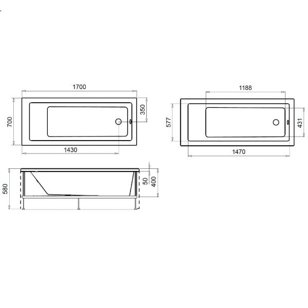 Акриловая ванна AM.PM Gem S W93A-170-070B-A 170х70 см
