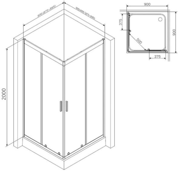 Душевой уголок Am.Pm Gem W90UG-403-090MT 90x90 см хром