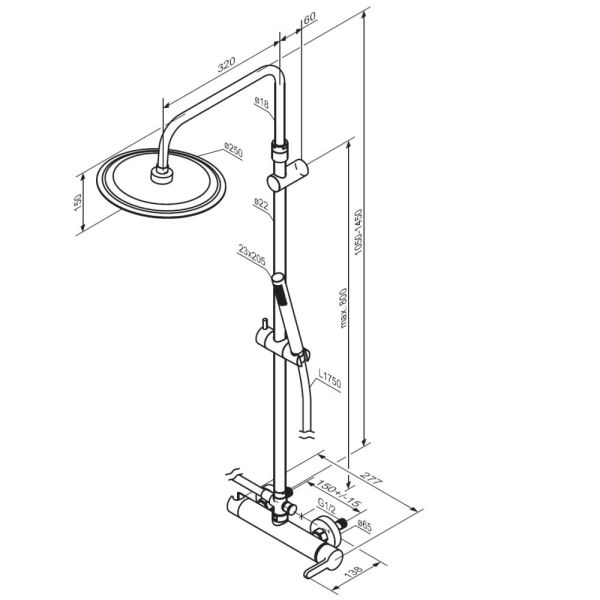 Душевая стойка Damixa Scandinavian Pure 936780300 хром