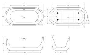 Акриловая ванна BelBagno BB709-1700-780 без гидромассажа 170.5x78 см