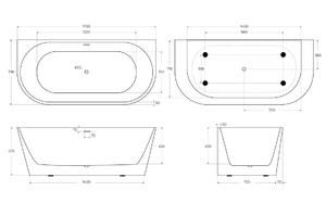 Акриловая ванна BelBagno BB710-1700-800 без гидромассажа 170x79 см
