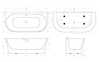 Акриловая ванна BelBagno BB711-1700-750 без гидромассажа 170x75 см Акриловая ванна BelBagno BB711-1700-750 без гидромассажа 170x75 см