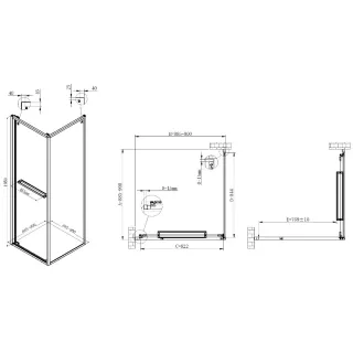 Душевой уголок Vincea Tesi VSRW-7TS9090CLGM 90 x 90 см стекло прозрачное профиль вороненая сталь