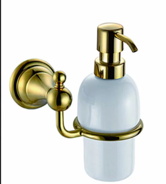 Дозатор жидкого мыла Azario ELVIA AZ-91112G подвесной, керамический, золото Дозатор жидкого мыла Azario ELVIA AZ-91112G подвесной, керамический, золото