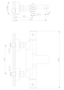 Смеситель для ванны Raiber Graceful RPB-008 с термостатом чёрный матовый