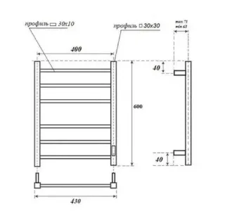 Полотенцесушитель электрический APEXTERMO Терра TR00164GLB 60x40 см золото матове